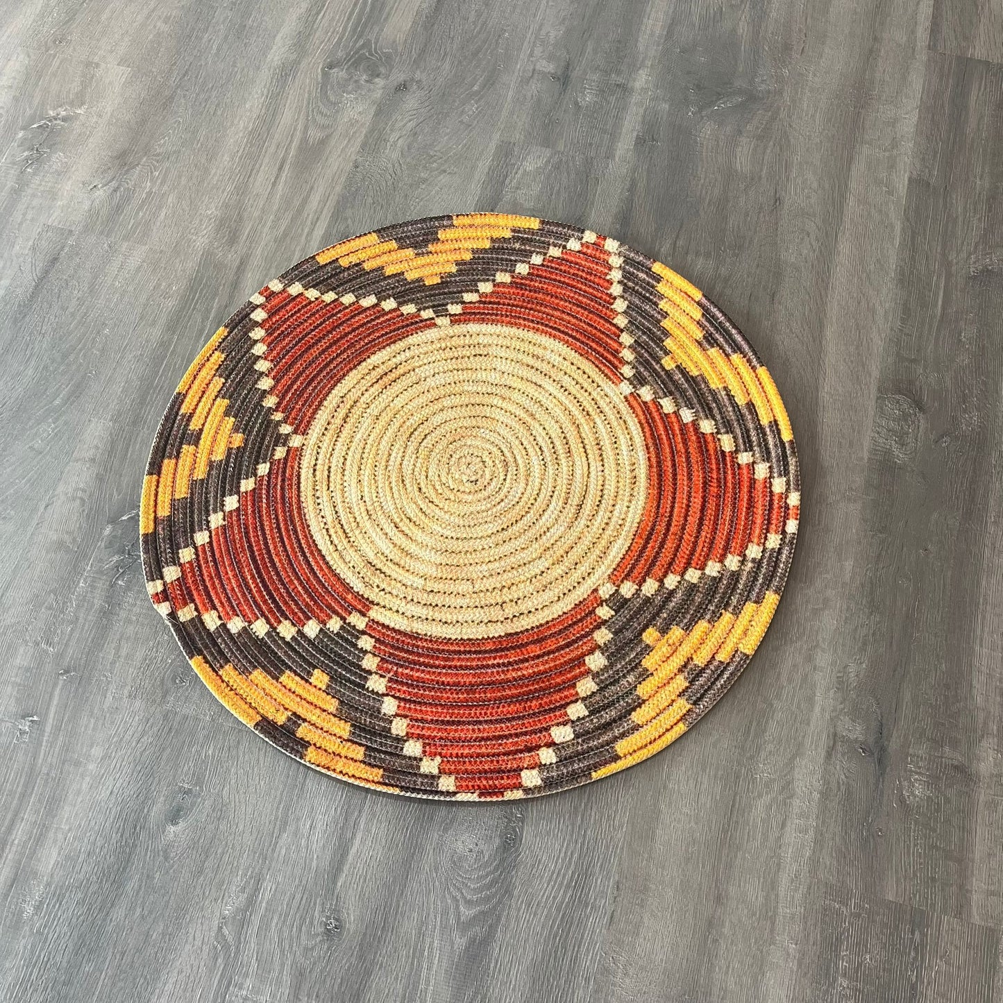 80cm Yuvarlak Çift Taraflı Jüt Görünümlü Örgü Halı