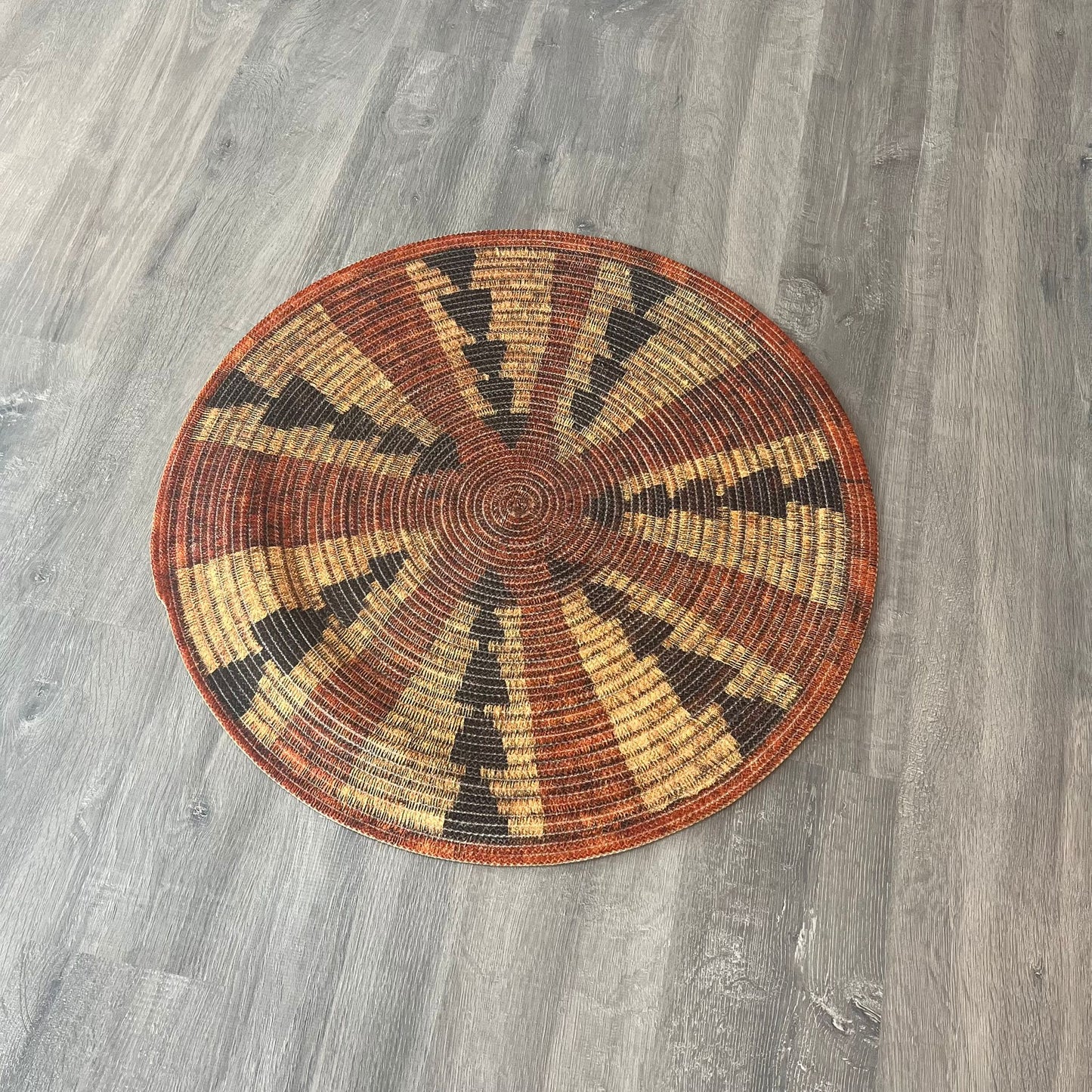 80cm Yuvarlak Çift Taraflı Jüt Görünümlü Örgü Halı