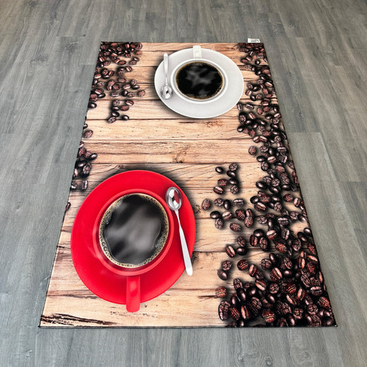 100x175cm 11mm Deri Taban Kahve Desenli Mutfak Halısı