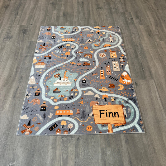 100x140cm Bambu Dokulu Deri Taban Trafikli Çocuk Halısı