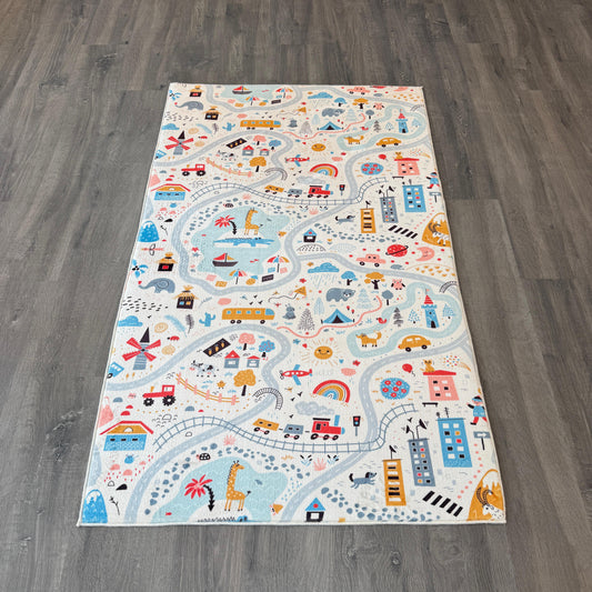 100x160 - 8mm Bambu Dokulu Dokuma Taban Trafikli Çocuk Halısı