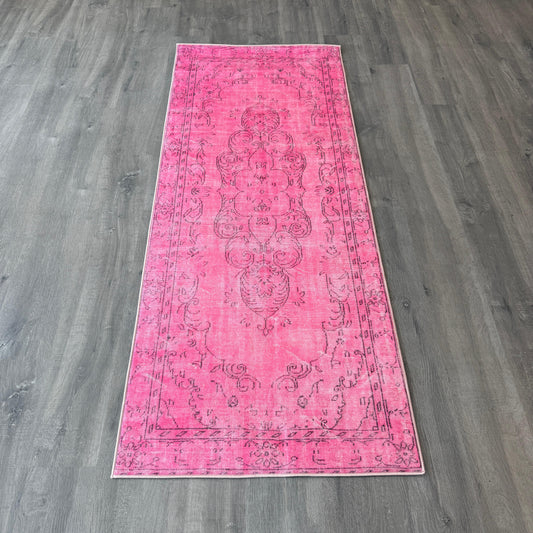 80x200 - 11mm Deri Taban Vintage Fuşya Dijital Baskı Halı
