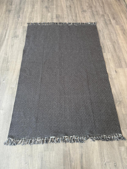 120x180 Pamuk Dokuma Çift Taraflı Antrasit Kilim