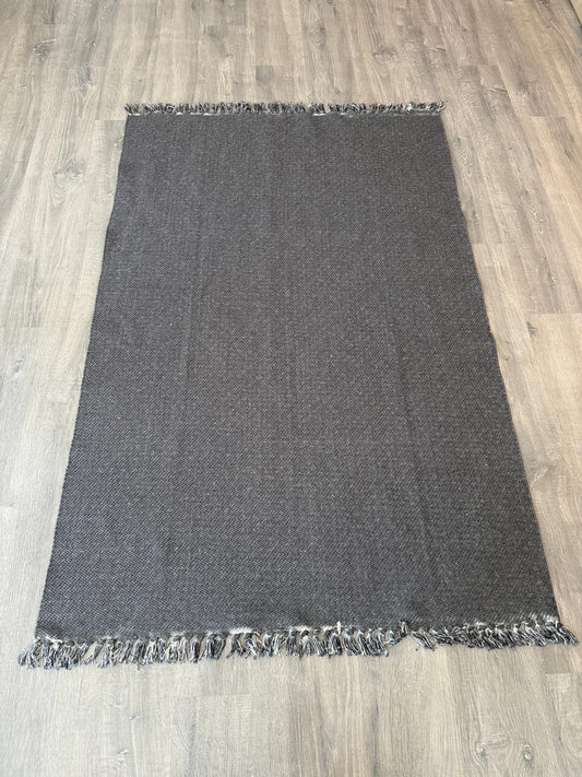 120x180 Pamuk Dokuma Çift Taraflı Antrasit Kilim