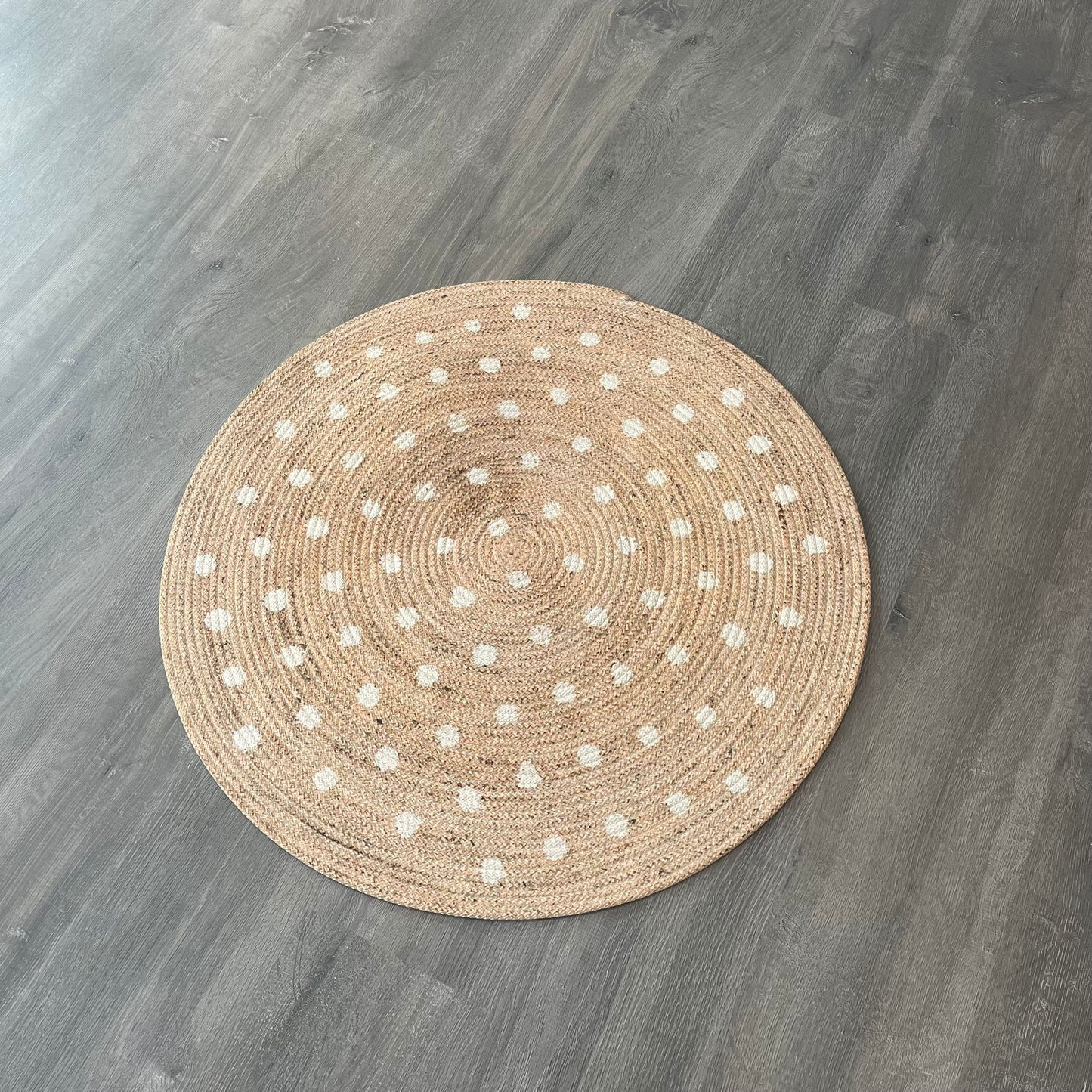 80cm Yuvarlak Çift Taraflı Jüt Görünümlü Örgü Halı