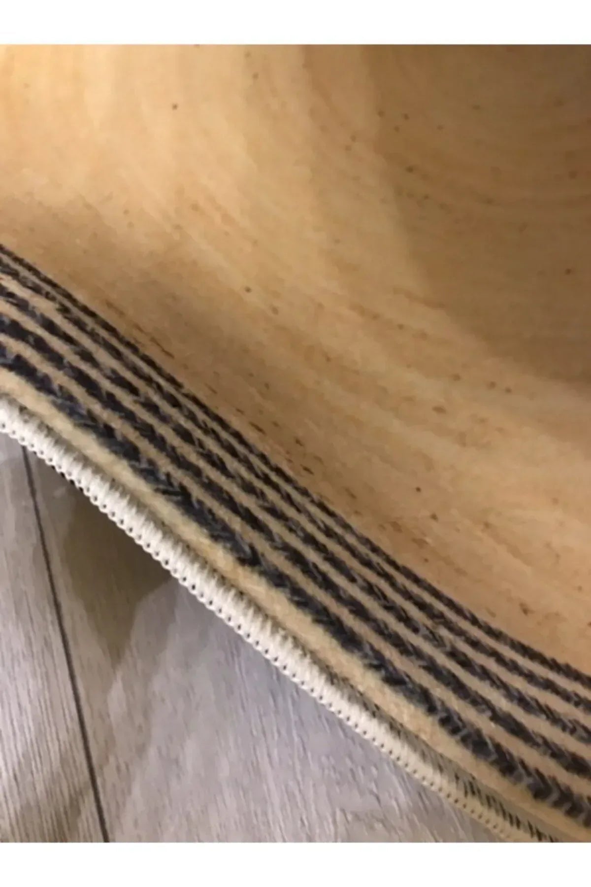 Bej Jüt Efektli Dijital Baskılı Yuvarlak Halı Jute07 - HALI VAGONU