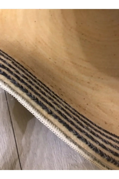 Bej Jüt Efektli Dijital Baskılı Yuvarlak Halı Jute07 - HALI VAGONU