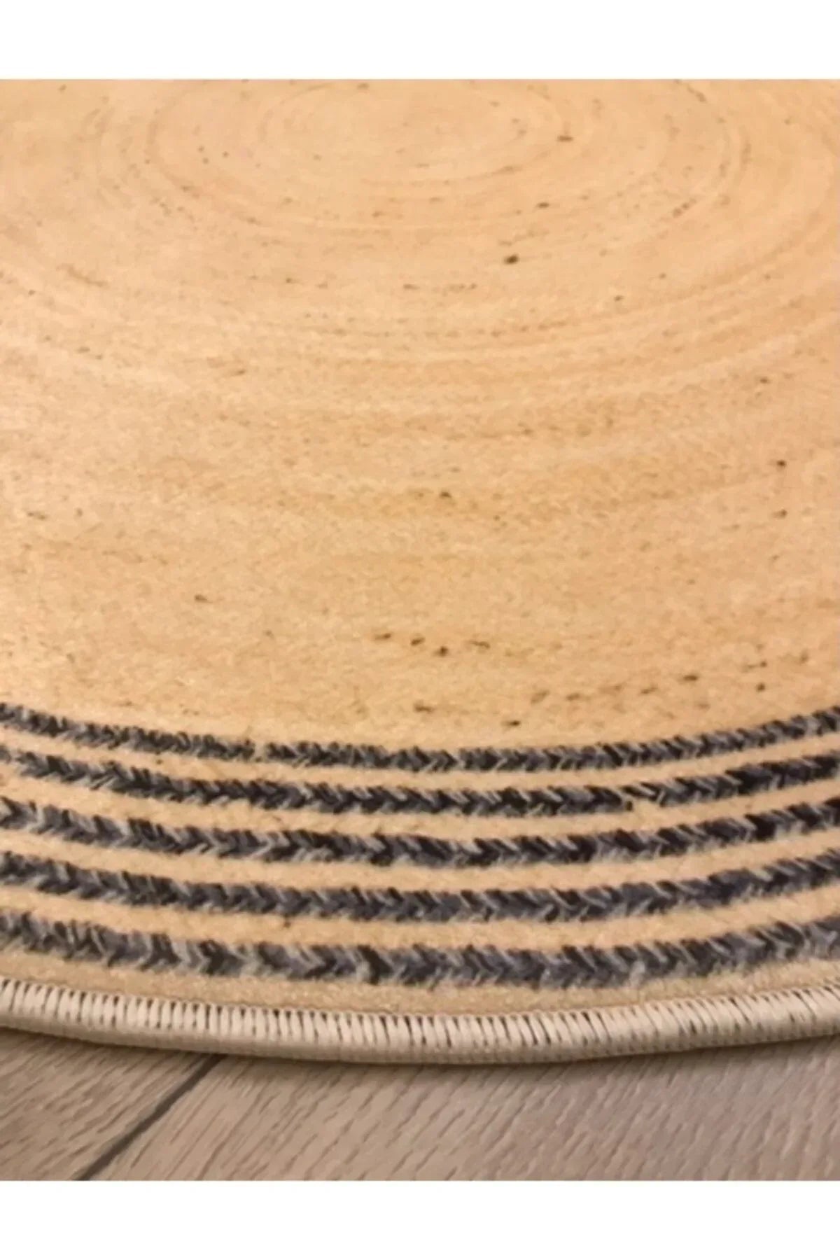 Bej Jüt Efektli Dijital Baskılı Yuvarlak Halı Jute07 - HALI VAGONU