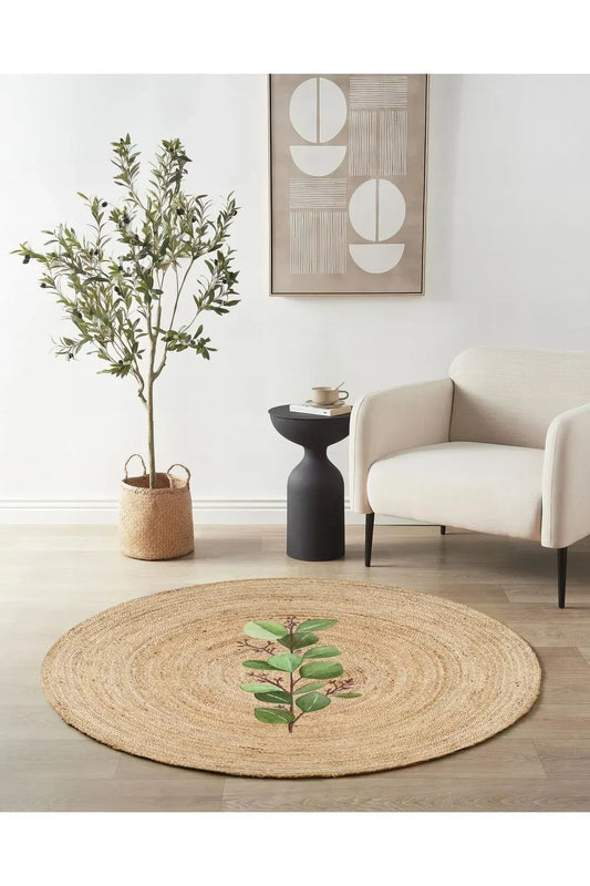 Boho 922 Jüt Hasır Etnik Desenli Jüt Örme Doğal Hasır Natural Halı - HALI VAGONU
