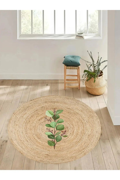 Boho 922 Jüt Hasır Etnik Desenli Jüt Örme Doğal Hasır Natural Halı - HALI VAGONU
