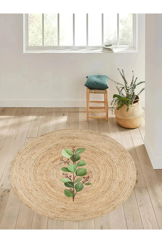 Boho 922 Jüt Hasır Etnik Desenli Jüt Örme Doğal Hasır Natural Halı - HALI VAGONU