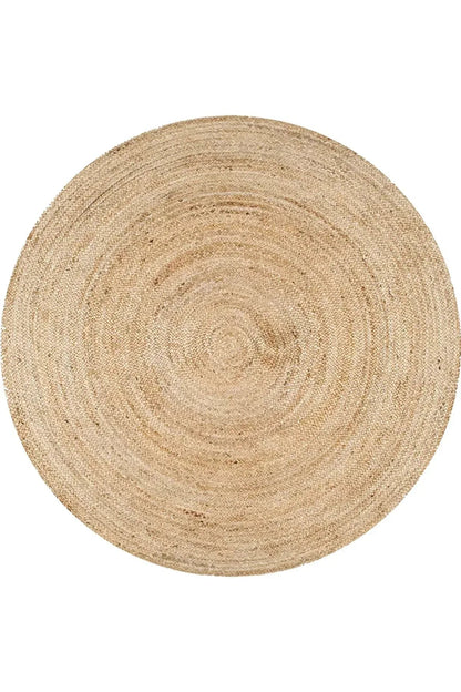 Boho 939 Doğal Hasır Jüt Desenli Örgü Yuvarlak Natural Çift Taraflı Halı - HALI VAGONU
