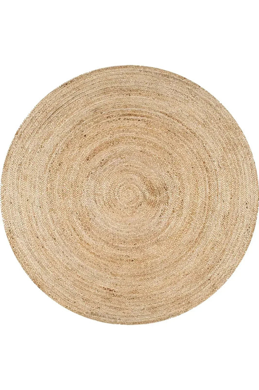 Boho 939 Doğal Hasır Jüt Desenli Örgü Yuvarlak Natural Çift Taraflı Halı - HALI VAGONU
