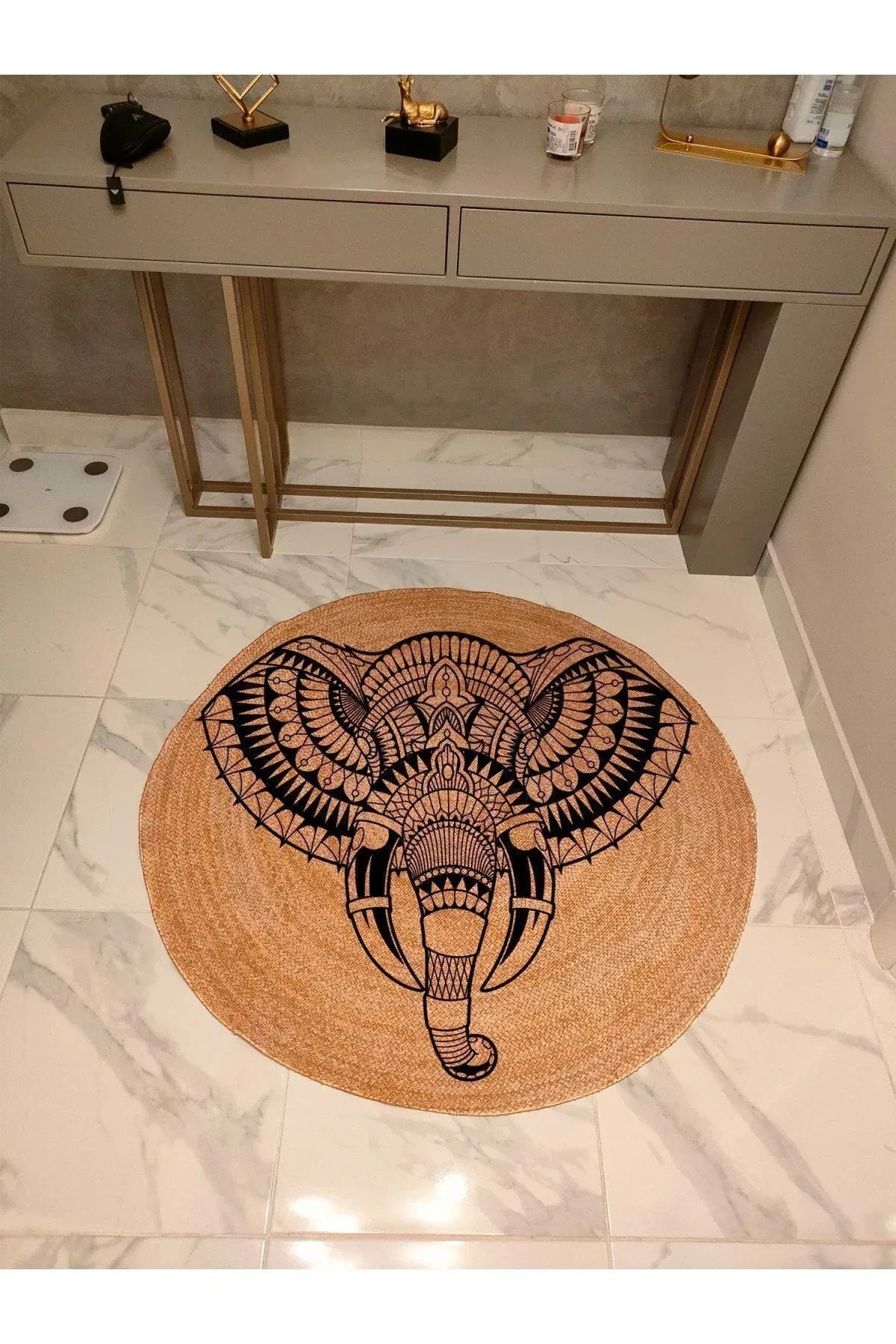 Boho 941 Jüt Hasır Etnik Desenli Jüt Örme Doğal Hasır Natural Halı - HALI VAGONU