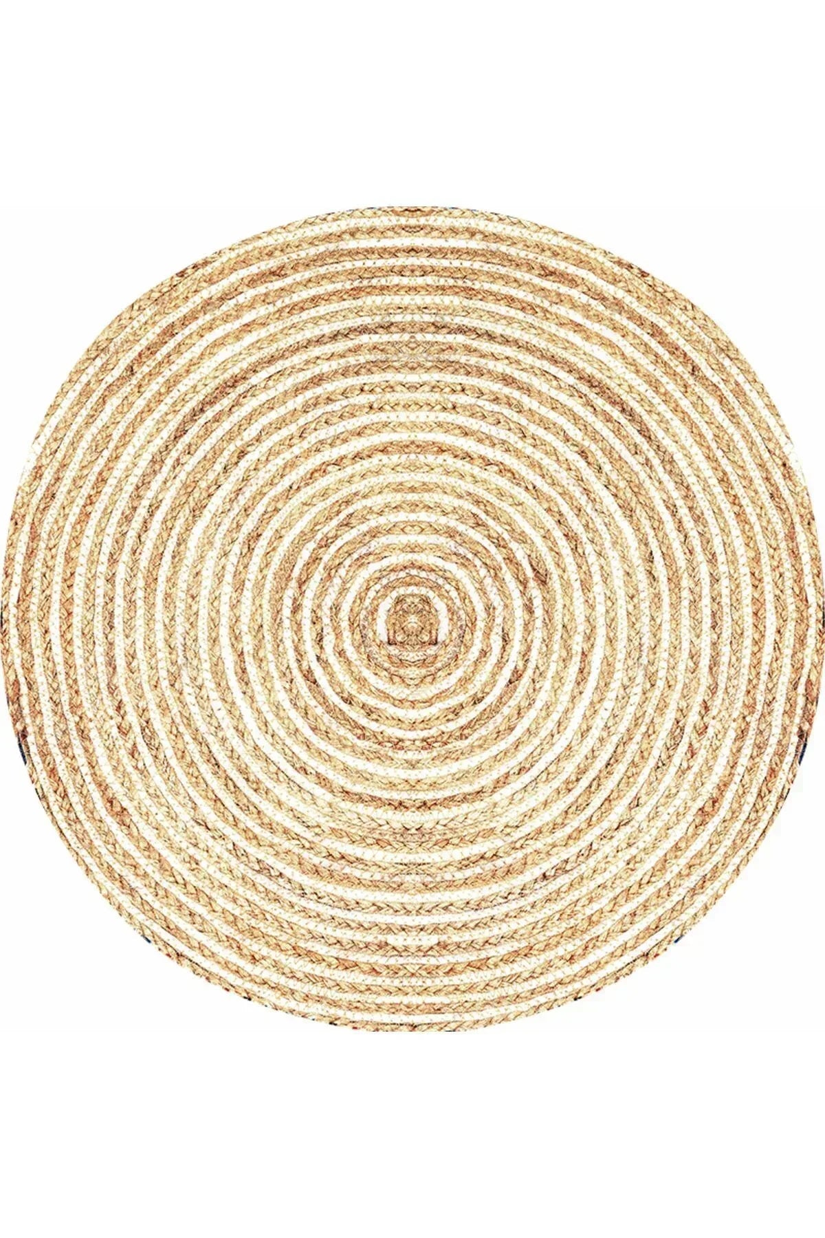 Boho 949 Jüt Rengi Örgü Yuvarlak Natural Çift Taraflı Halı - HALI VAGONU