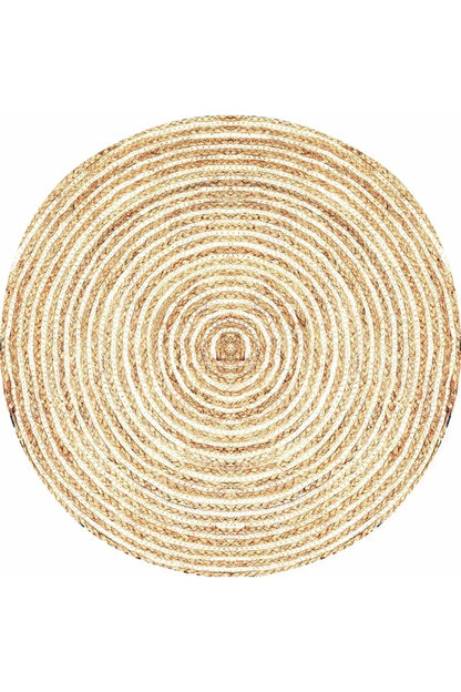 Boho 949 Jüt Rengi Örgü Yuvarlak Natural Çift Taraflı Halı - HALI VAGONU