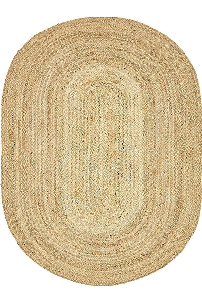 Boho 974 Oval Doğal Jüt Rengi Örgü Yuvarlak Natural Çift Taraflı Halı - HALI VAGONU