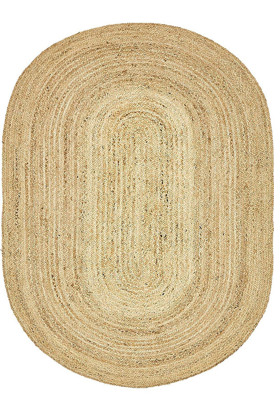 Boho 974 Oval Doğal Jüt Rengi Örgü Yuvarlak Natural Çift Taraflı Halı - HALI VAGONU