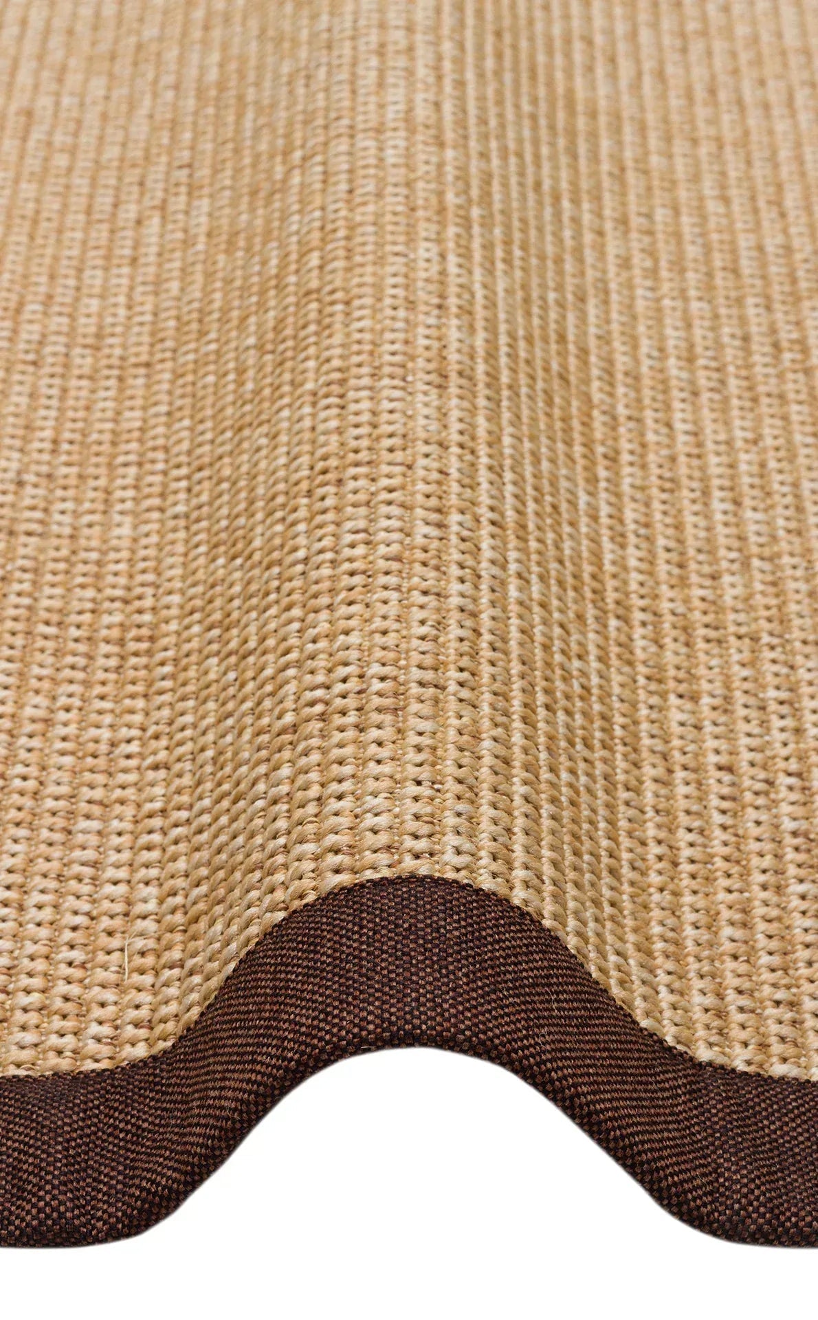Çikolata Kahve Kumaş Bordürlü Bej Sisal Halı - El Yapımı, Dayanıklı, Modern Tasarım - ZHR_2702_Gold_BRD_Brown_Mix - HALI VAGONU