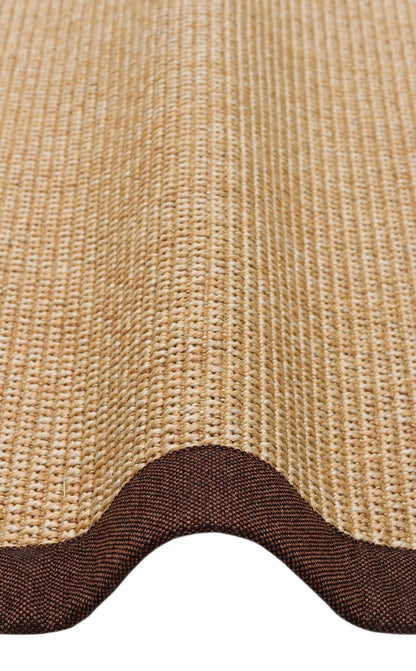 Çikolata Kahve Kumaş Bordürlü Bej Sisal Halı - El Yapımı, Dayanıklı, Modern Tasarım - ZHR_2702_Gold_BRD_Brown_Mix - HALI VAGONU