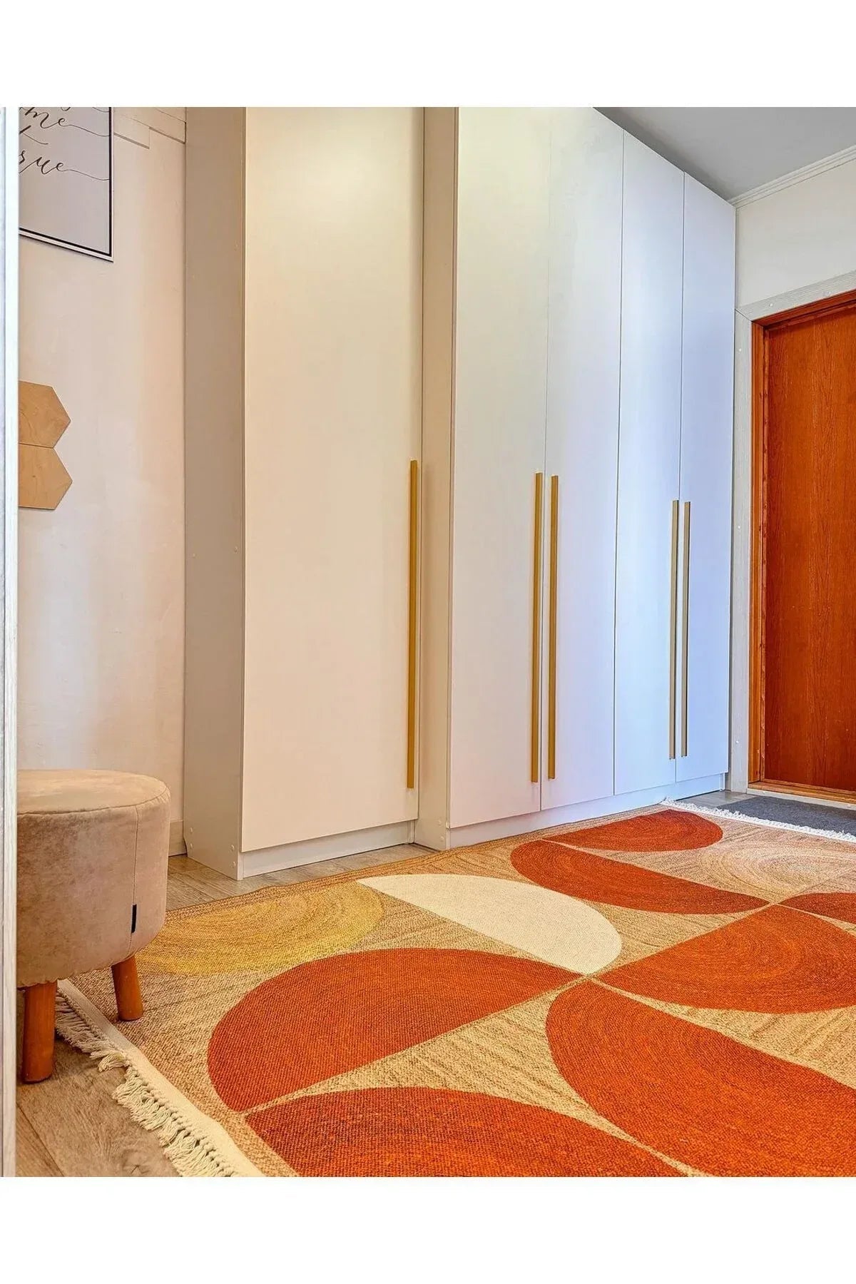 Cotton 3620 Jüt Kiremit Renginde Boho Stil Natural Pamuklu Dokuma Kilim - HALI VAGONU