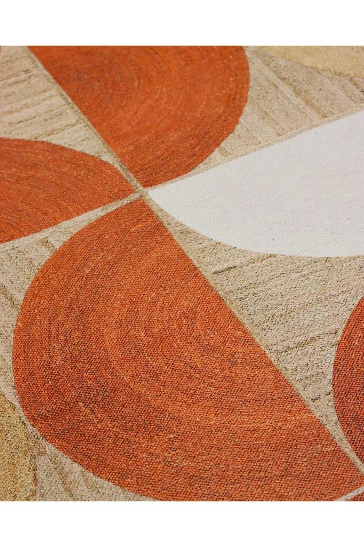 Cotton 3620 Jüt Kiremit Renginde Boho Stil Natural Pamuklu Dokuma Kilim - HALI VAGONU