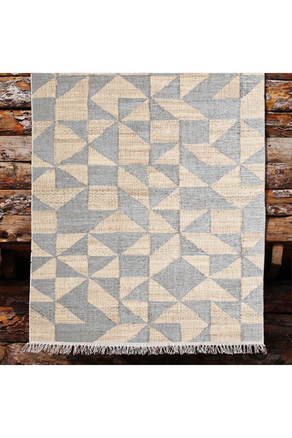 Cotton Kilim 34 Jut Efekli Modern Desenli Dekoratif Yıkanabilen Dokuma Taban Kilim - HALI VAGONU