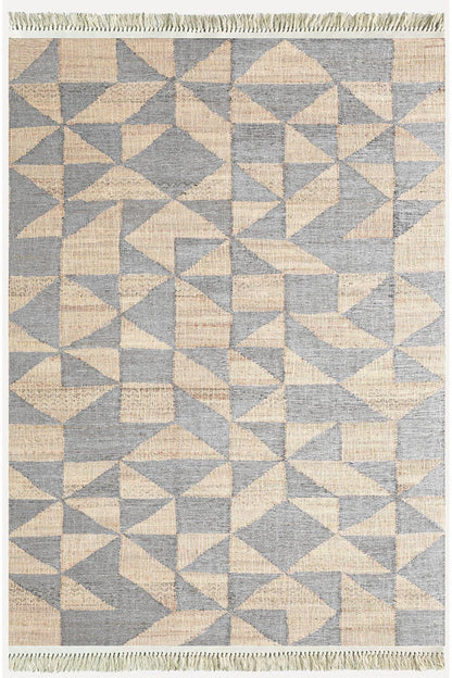 Cotton Kilim 34 Jut Efekli Modern Desenli Dekoratif Yıkanabilen Dokuma Taban Kilim - HALI VAGONU