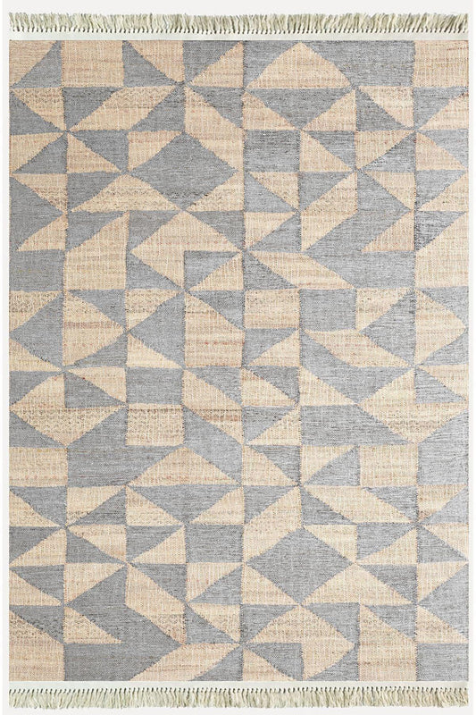 Cotton Kilim 34 Jut Efekli Modern Desenli Dekoratif Yıkanabilen Dokuma Taban Kilim - HALI VAGONU