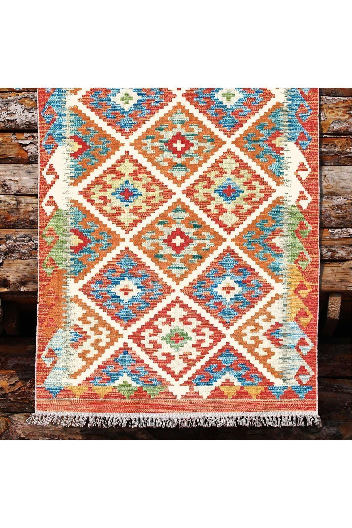 Cotton Kilim 39 Modern Ve Otantik Karışımı Desenli Dekoratif Yıkanabilen Dokuma Kilim - HALI VAGONU