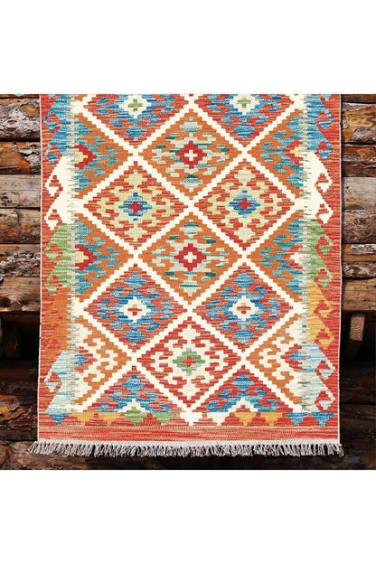 Cotton Kilim 39 Modern Ve Otantik Karışımı Desenli Dekoratif Yıkanabilen Dokuma Kilim - HALI VAGONU