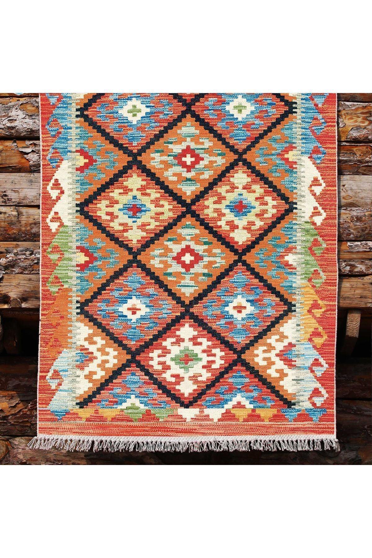 Cotton Kilim 40 Modern Ve Otantik Karışımı Desenli Dekoratif Yıkanabilen Dokuma Kilim - HALI VAGONU
