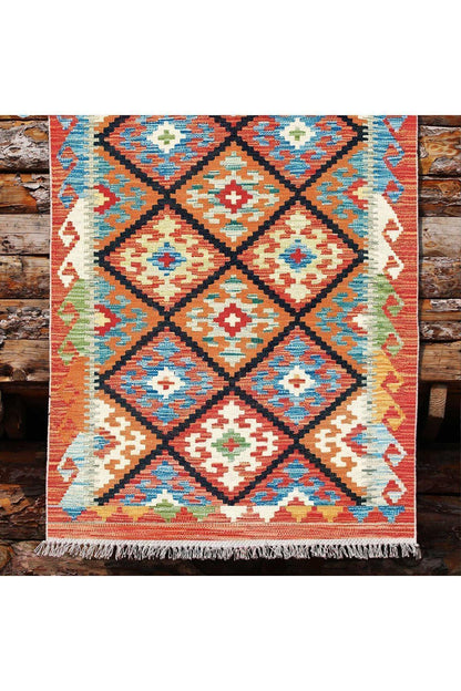 Cotton Kilim 40 Modern Ve Otantik Karışımı Desenli Dekoratif Yıkanabilen Dokuma Kilim - HALI VAGONU