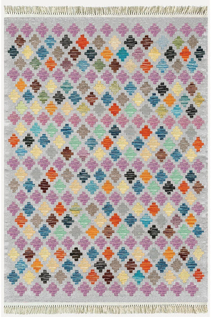 Cotton Kilim 41 Gri Tonlarında Modern Dekoratif Yıkanabilen Dokuma Kilim - HALI VAGONU