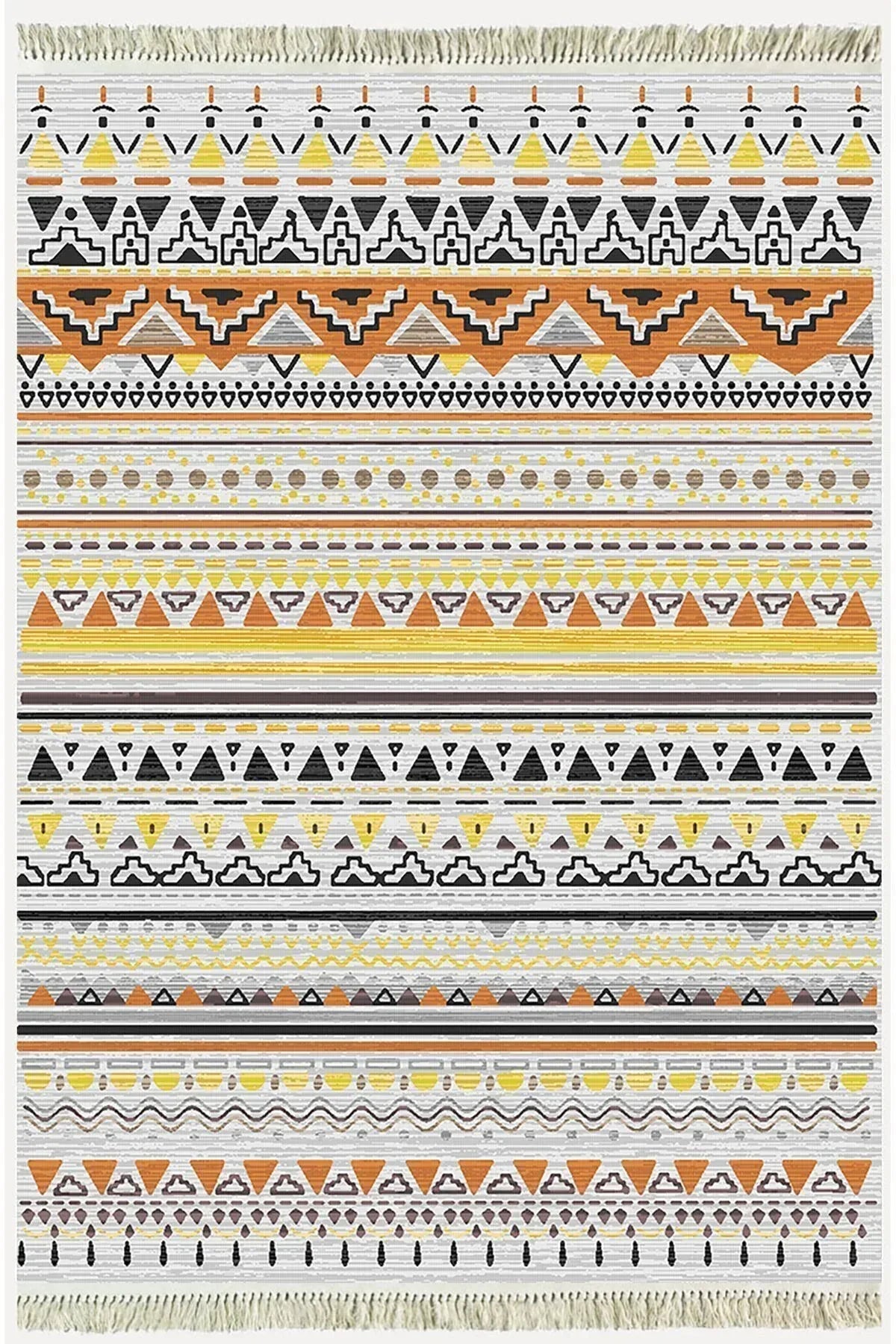 Cotton Kilim 58 Soft Renklerde Şerit Desenli Dekoratif Yıkanabilen Dokuma Taban Kilim - HALI VAGONU