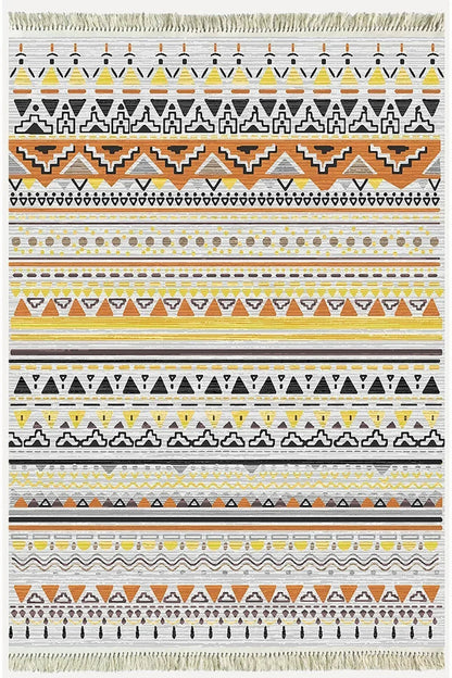 Cotton Kilim 58 Soft Renklerde Şerit Desenli Dekoratif Yıkanabilen Dokuma Taban Kilim - HALI VAGONU