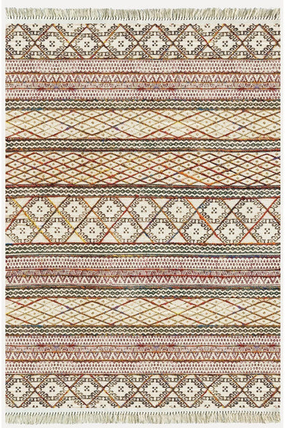 Cotton Kilim 63 Multu Iskandinav Motifler Modern Dekoratif Saçaklı Yıkanabilen Dokuma Kilim - HALI VAGONU