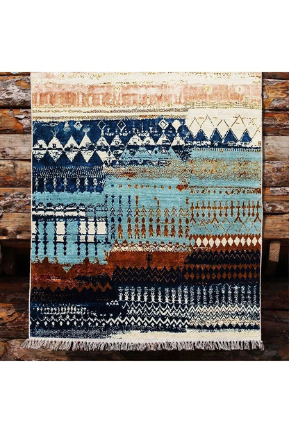 Cotton Kilim 70 Multu Iskandinav Motifler Modern Dekoratif Saçaklı Yıkanabilen Dokuma Kilim - HALI VAGONU