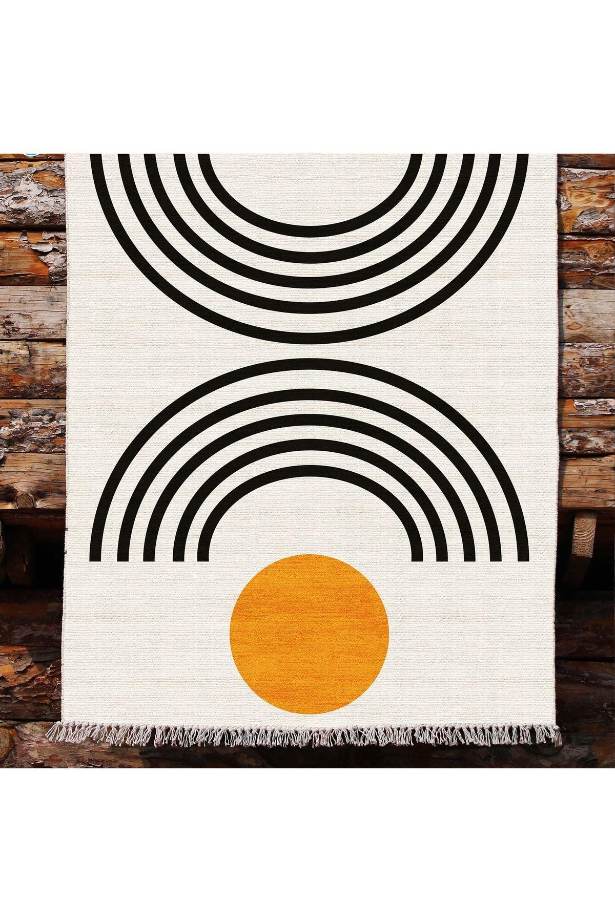 Cotton Kilim 80 Krem Tonlarında Etnik Boho Stil Pamuk Taban - HALI VAGONU