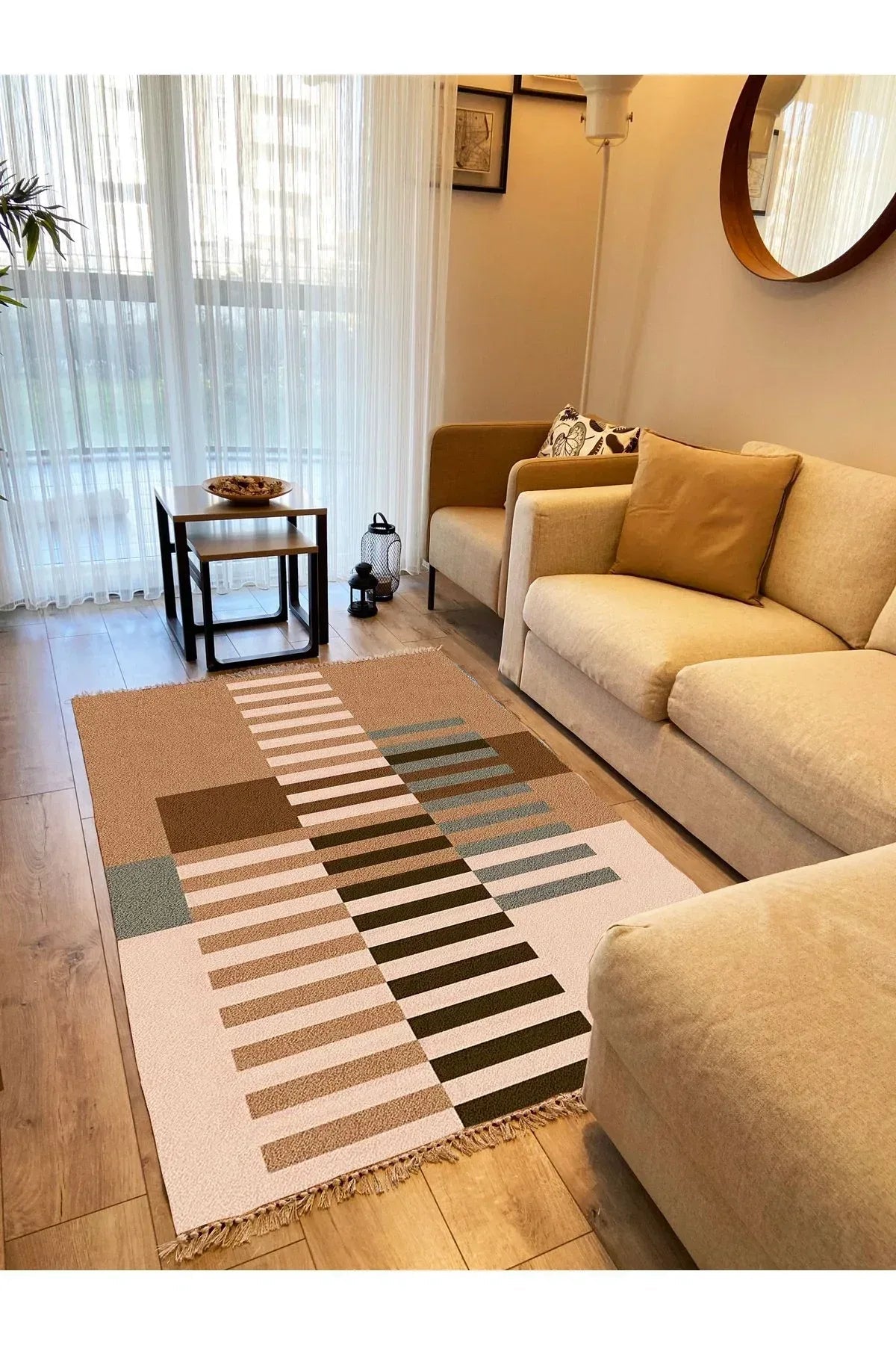 Cotton Kilim 82 Çok Renkli Etnik Boho Stil Pamuk Taban - HALI VAGONU