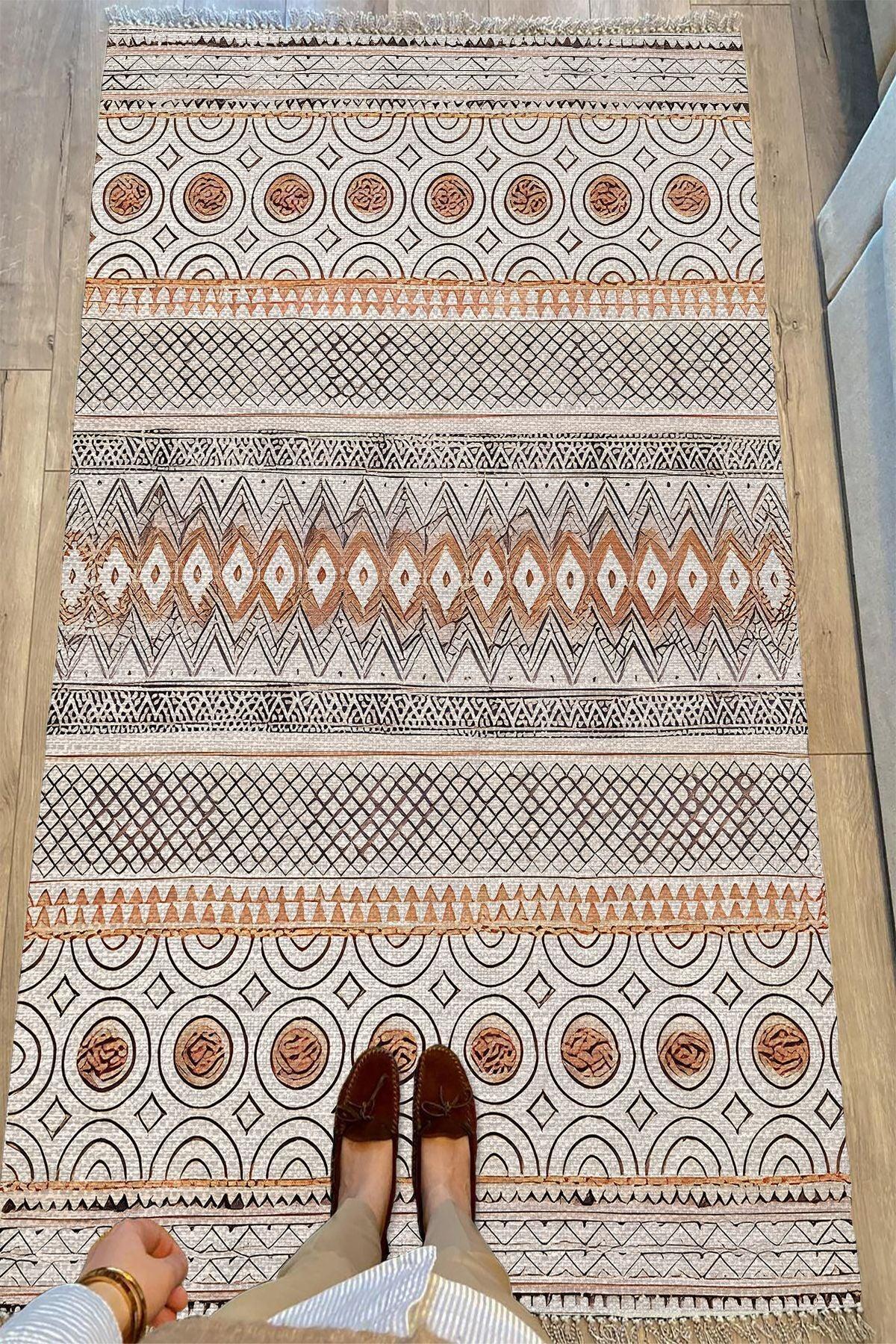 Cotton Kilim67 Multu Iskandinav Motifler Modern Dekoratif Saçaklı Yıkanabilen Dokuma Kilim - HALI VAGONU
