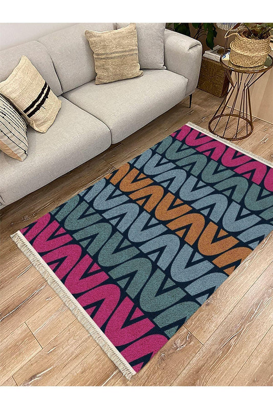 Cotton Serisi Çıtır A Harfli Modern Desenli Dekoratif Dokuma Taban Kilim - HALI VAGONU
