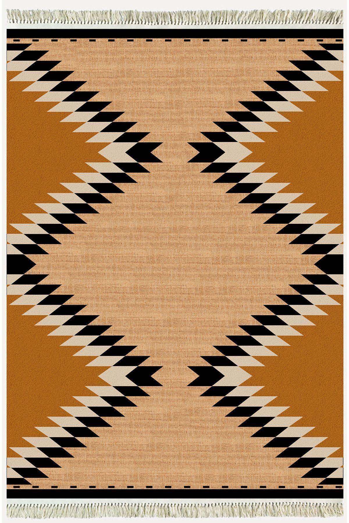 Cotton Serisi Hasır Görünümlü Geometrik Desen Dekoratif Dokuma Taban Kilim - HALI VAGONU