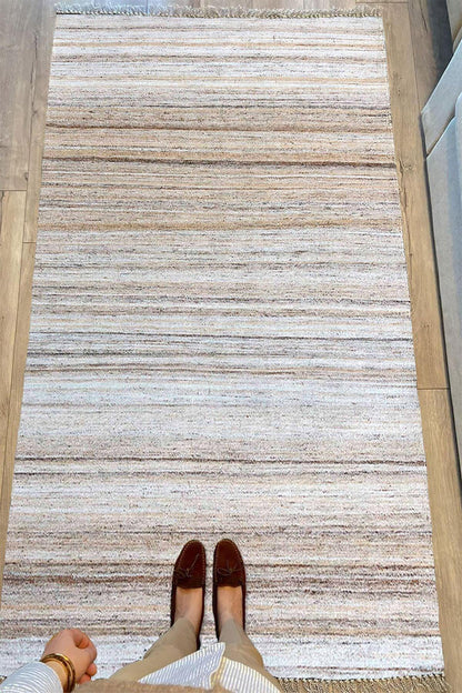 Cotton Serisi Multy Tonlarında Mermer Görünümlü Eskitme Desenli Dekoratif Dokuma Taban Kilim - HALI VAGONU