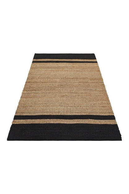 ECHO ECH 07 NATURAL BLACK El Dokuma Naturel Jüt Hasır Halı - HALI VAGONU
