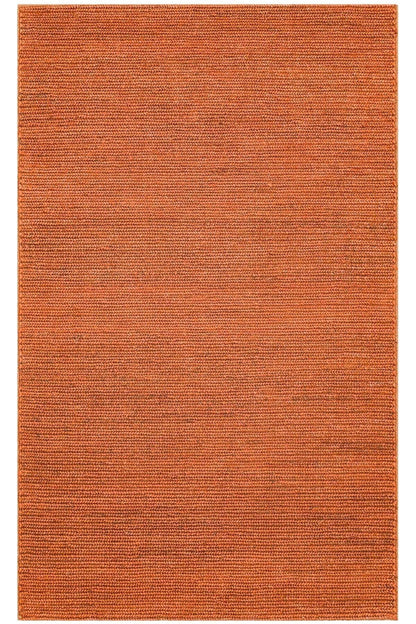 Fine Choti Rust Terra Flatweave El Dokuma Naturel Jüt Hasır Halı - HALI VAGONU