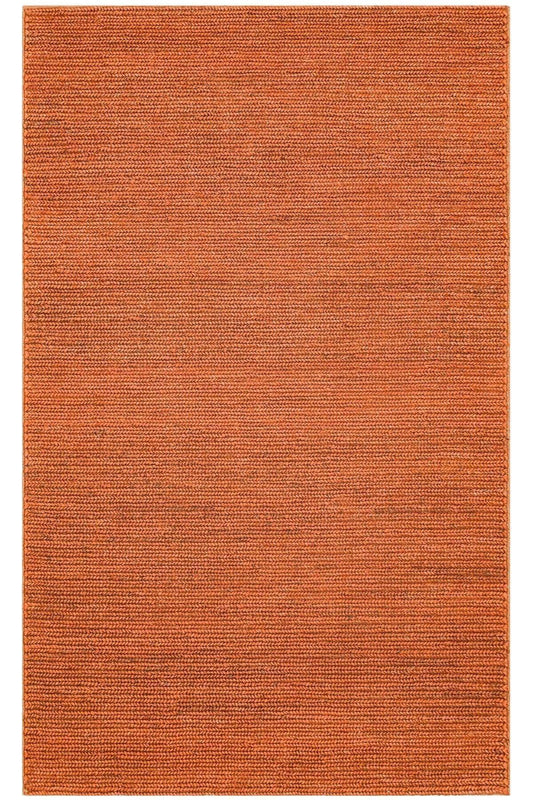 Fine Choti Rust Terra Flatweave El Dokuma Naturel Jüt Hasır Halı - HALI VAGONU