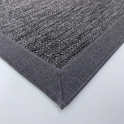 Gri Kumaş Bordürlü Gri Sisal Halı - El Yapımı, Evcil Hayvan Dostu, Modern Tasarım - HVSB03 - HALI VAGONU