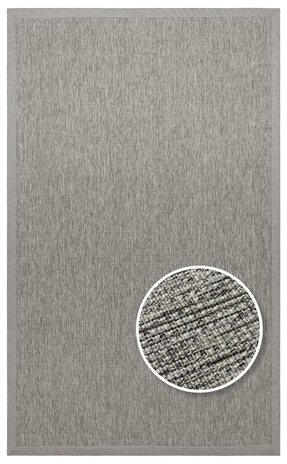 Gri Kumaş Bordürlü Sisal Halı - El Yapımı, Dayanıklı, Modern Tasarım - ZHR_2705_Grey_BRD_Grey - HALI VAGONU