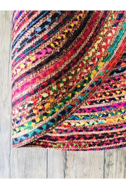Halı Renkli Yuvarlak Jüt Örme Hasır Halı/Kilim - HALI VAGONU